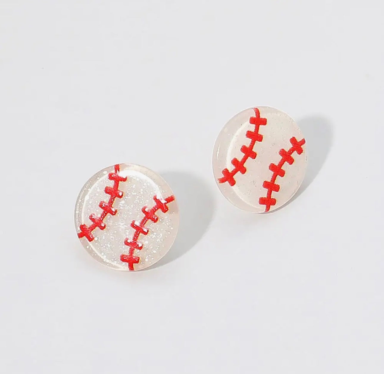 Glitter Baseball Stud Earrings