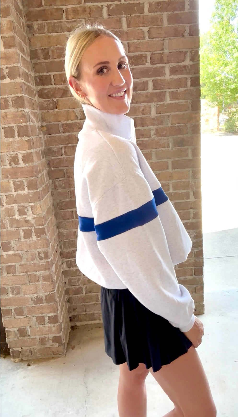 Two-tone Quarter Zip Bobcat Sweatshirt