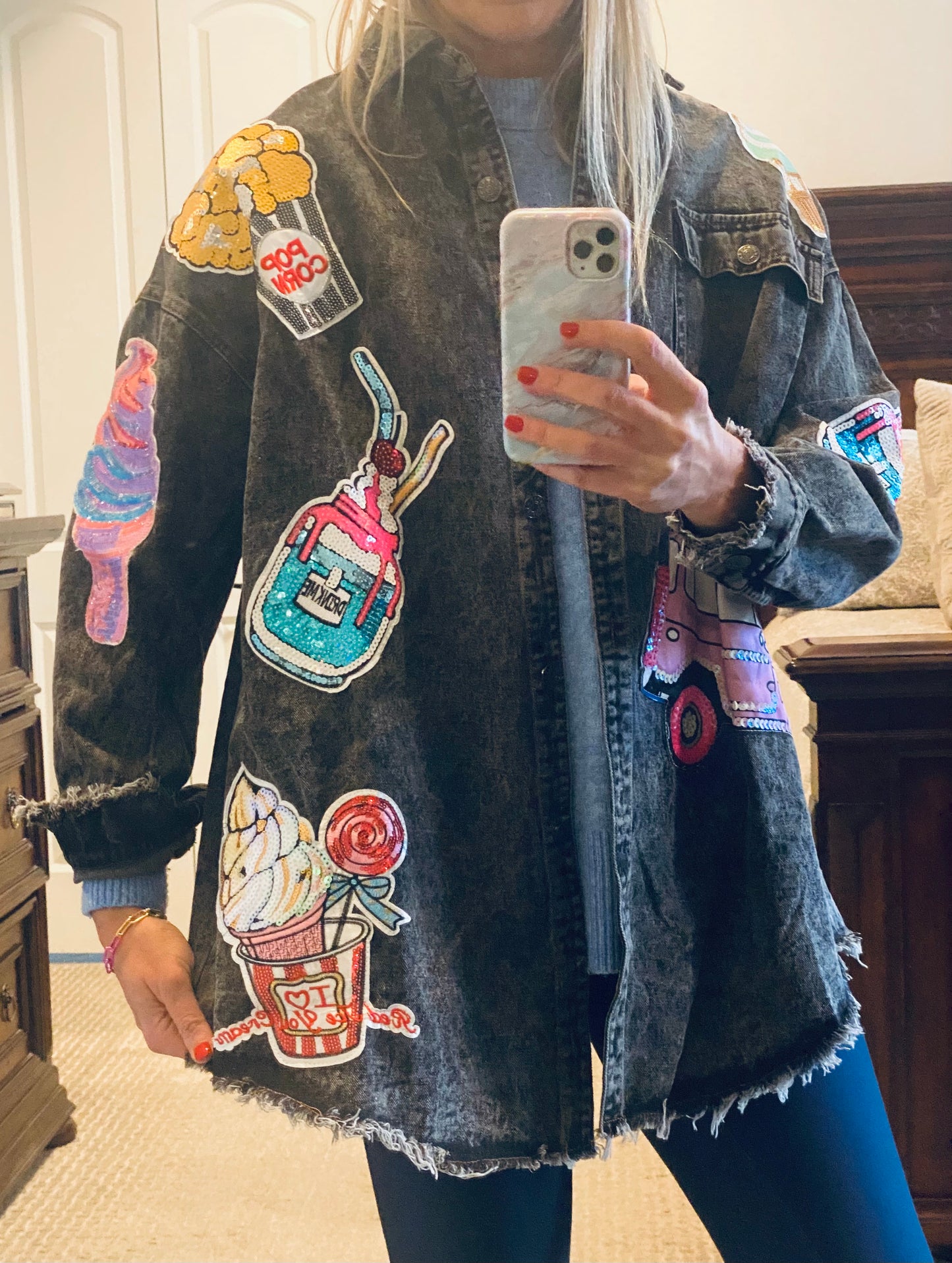 Black Denim Patch Jacket