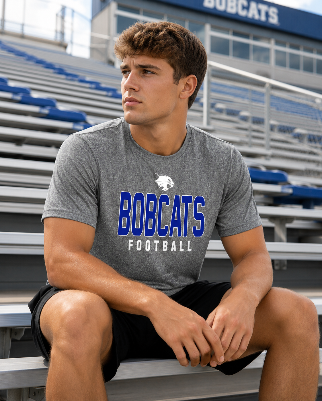Adult Bobcats Football Gray Performance Shirt