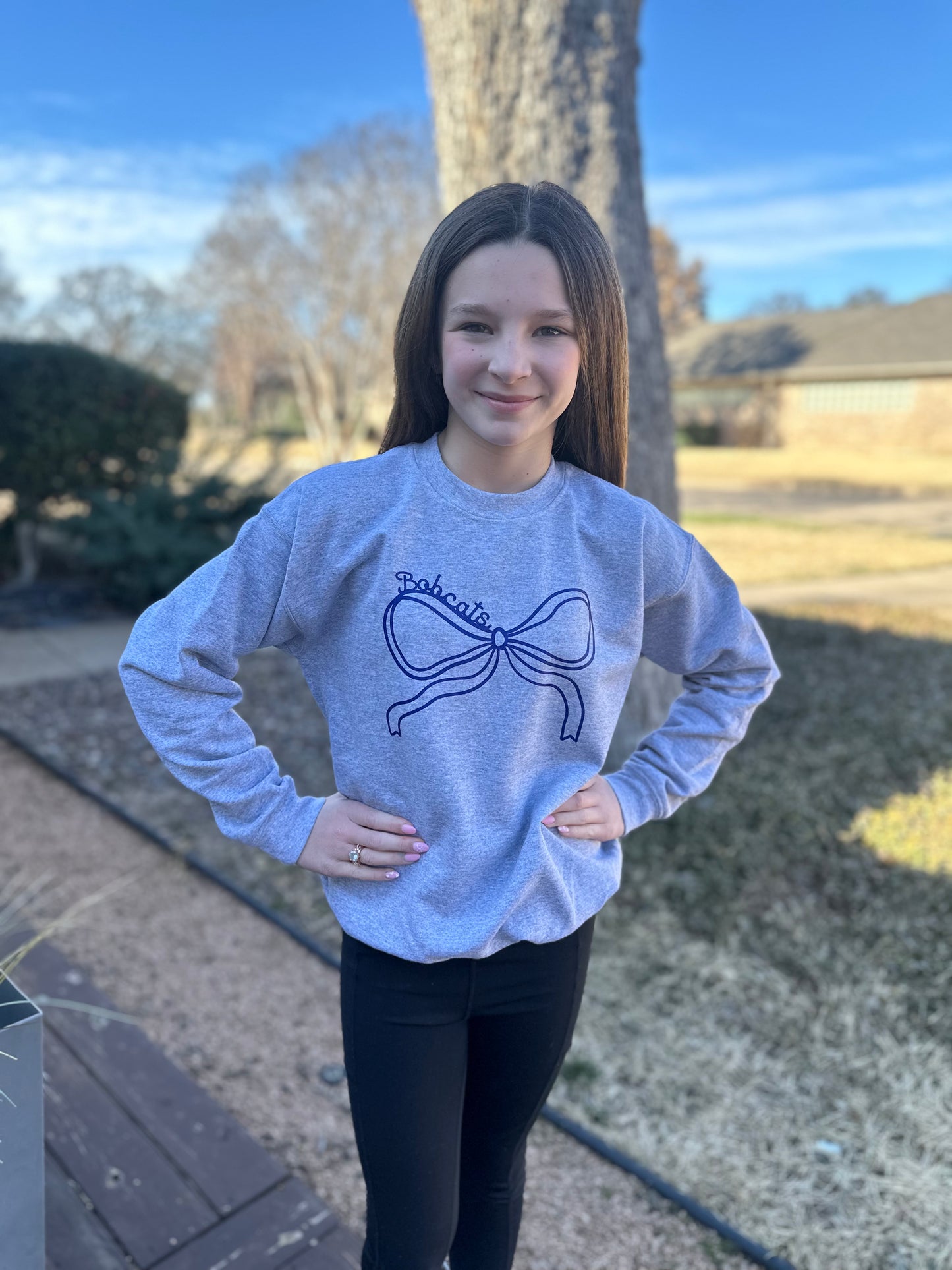 Youth Bobcat Bow Sweatshirt