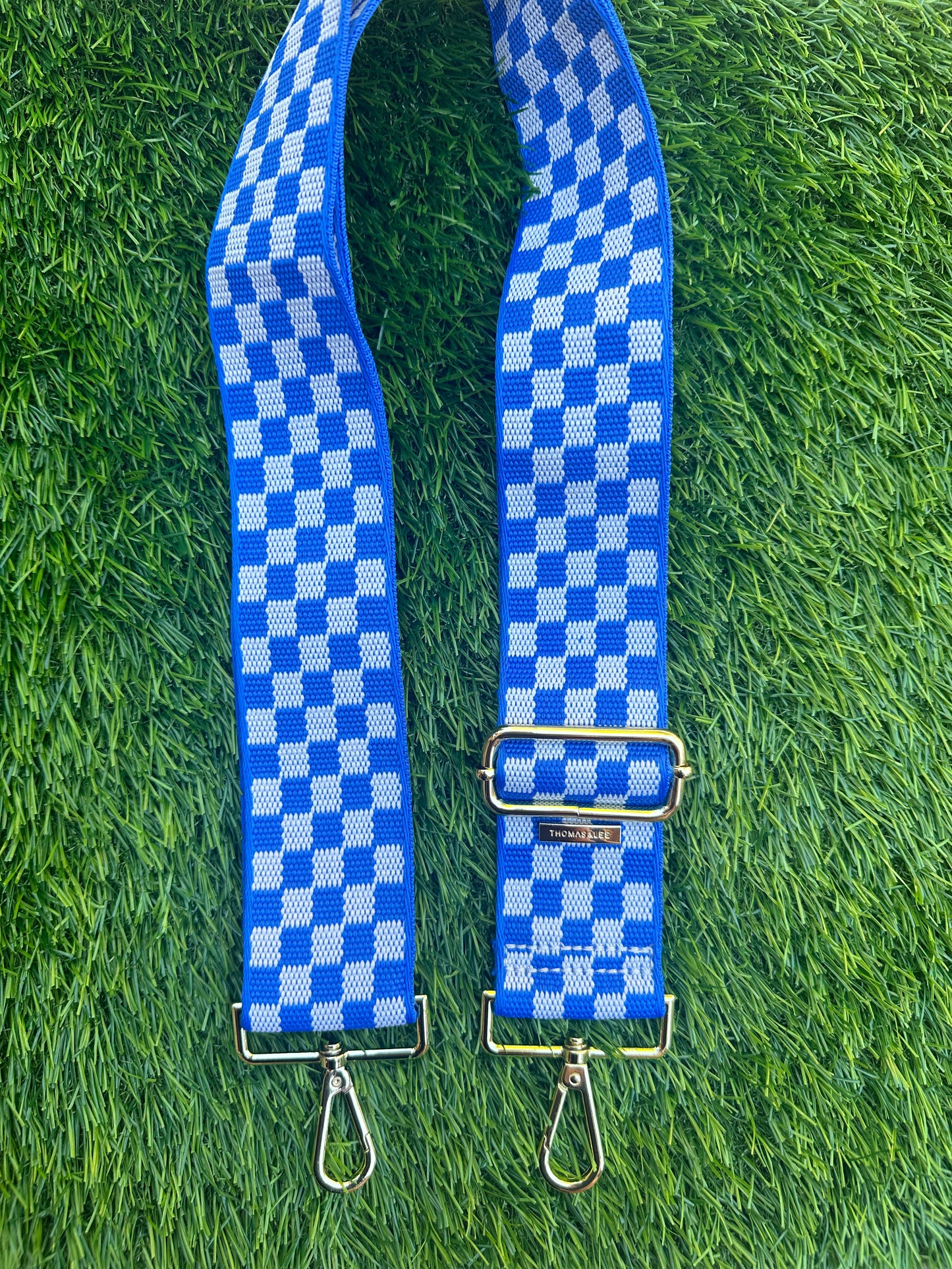 Adjustable Woven Check Purse Strap