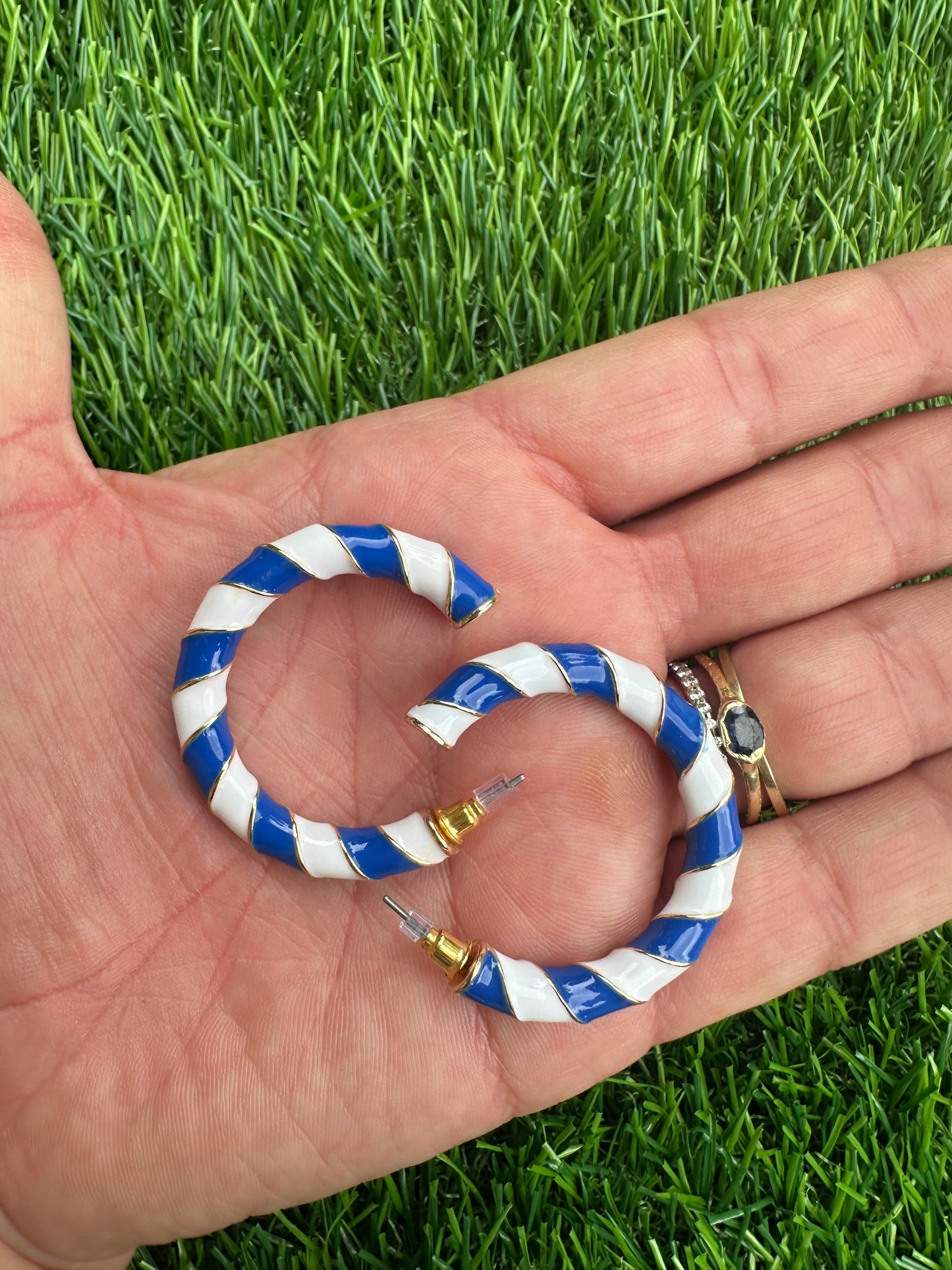 Royal and White Stripe Hoops
