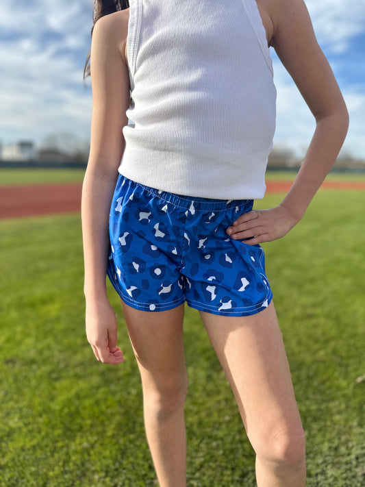 Youth Royal Leopard Athletic Shorts