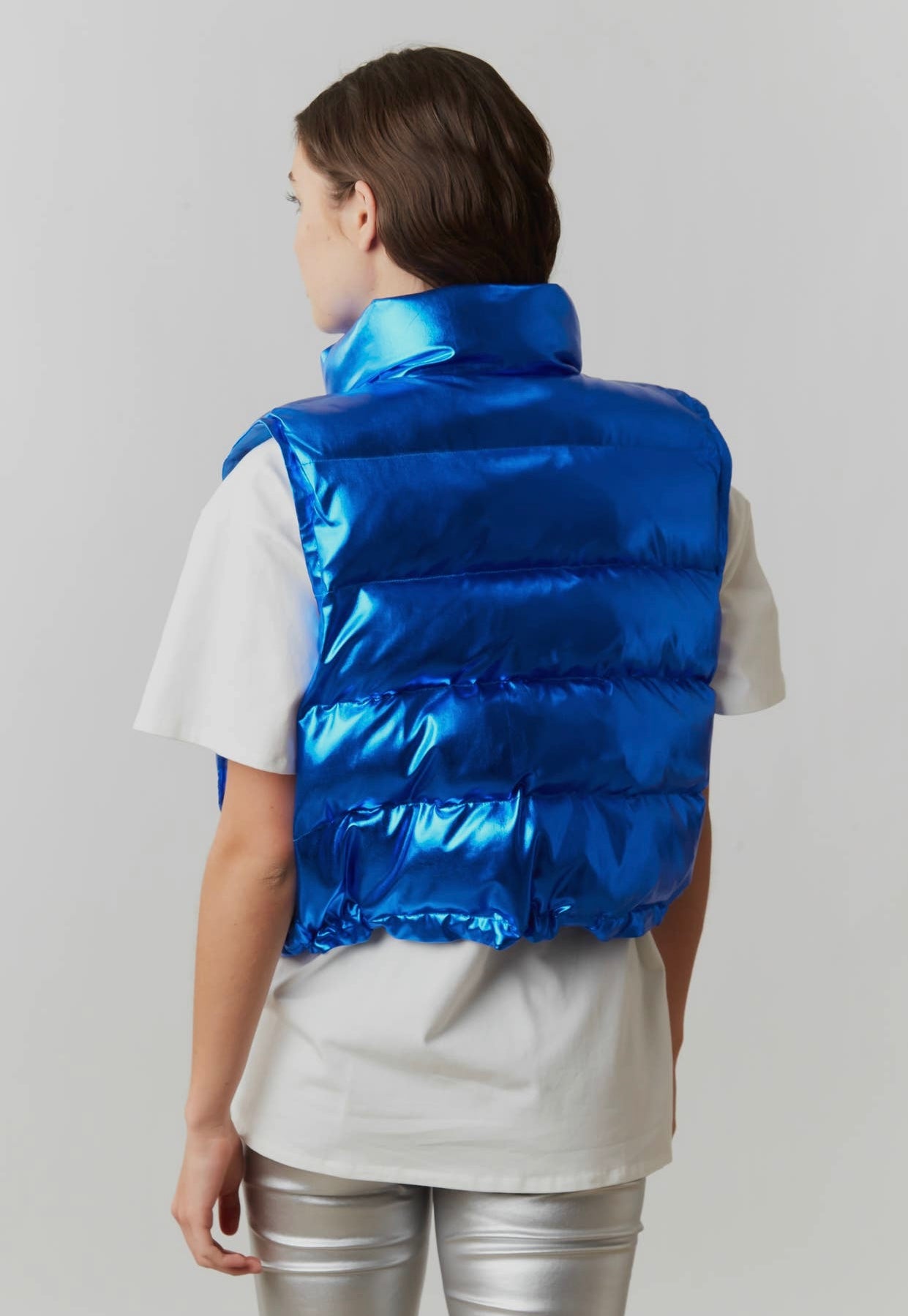 Metallic Blue Puffer Vest