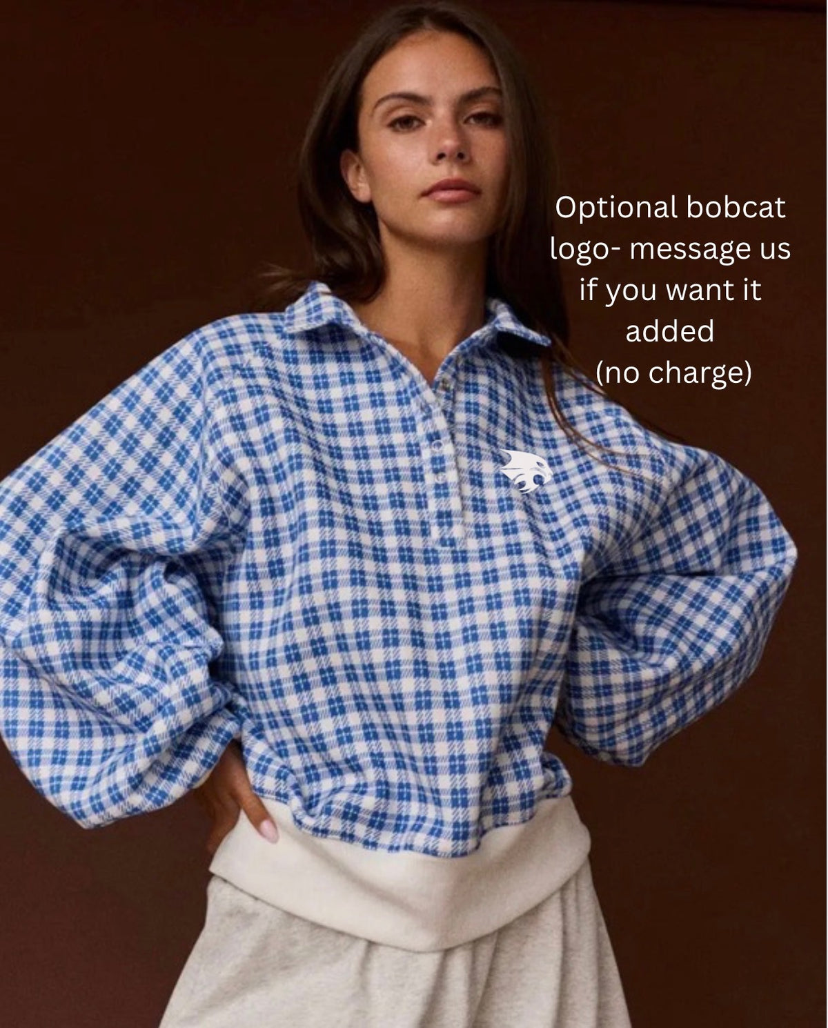 Plaid Button Collar Pullover