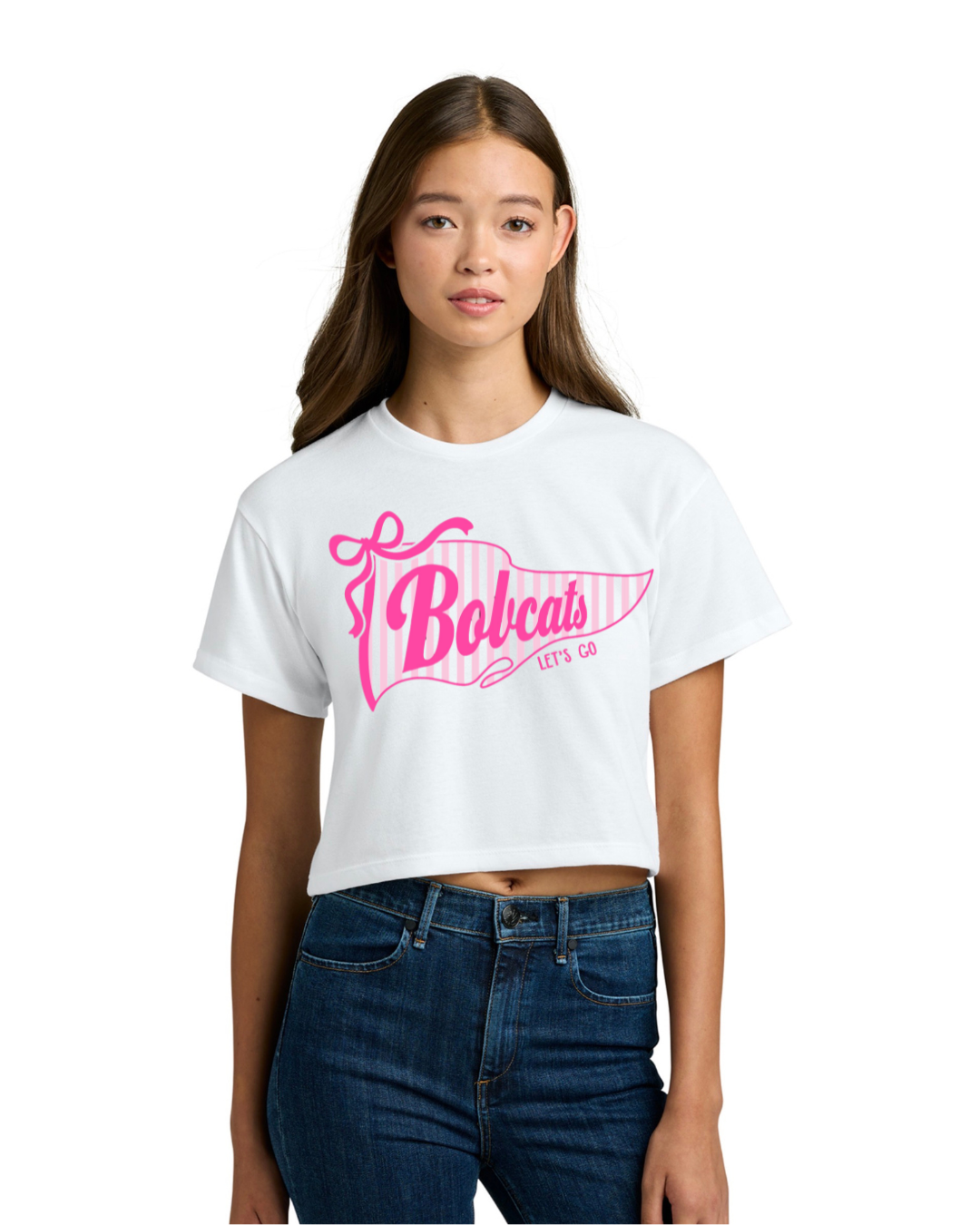 “Pink Out” Bobcats Pendant Cropped Tee (pre-order)