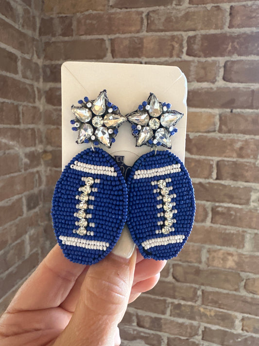 Beaded Bling Football Earrings