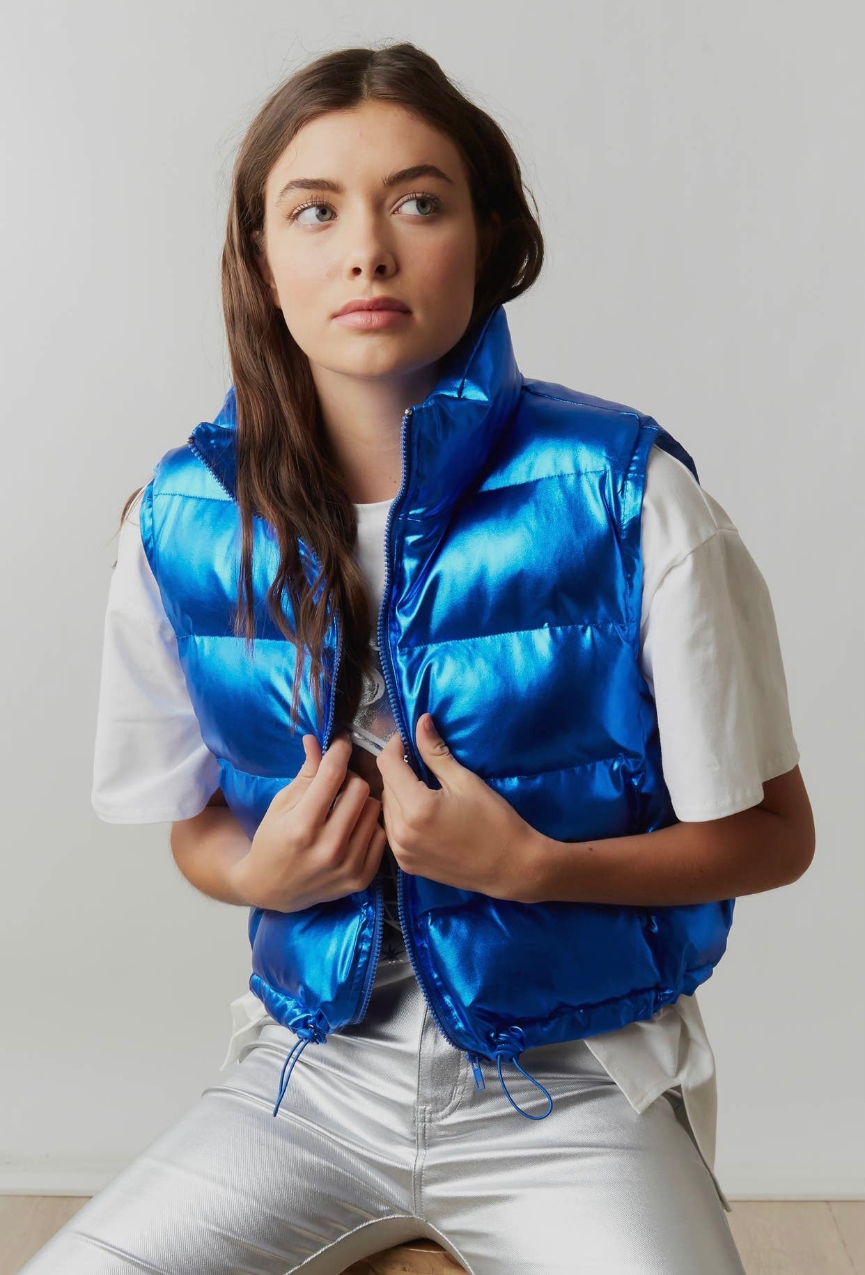 Metallic Blue Puffer Vest