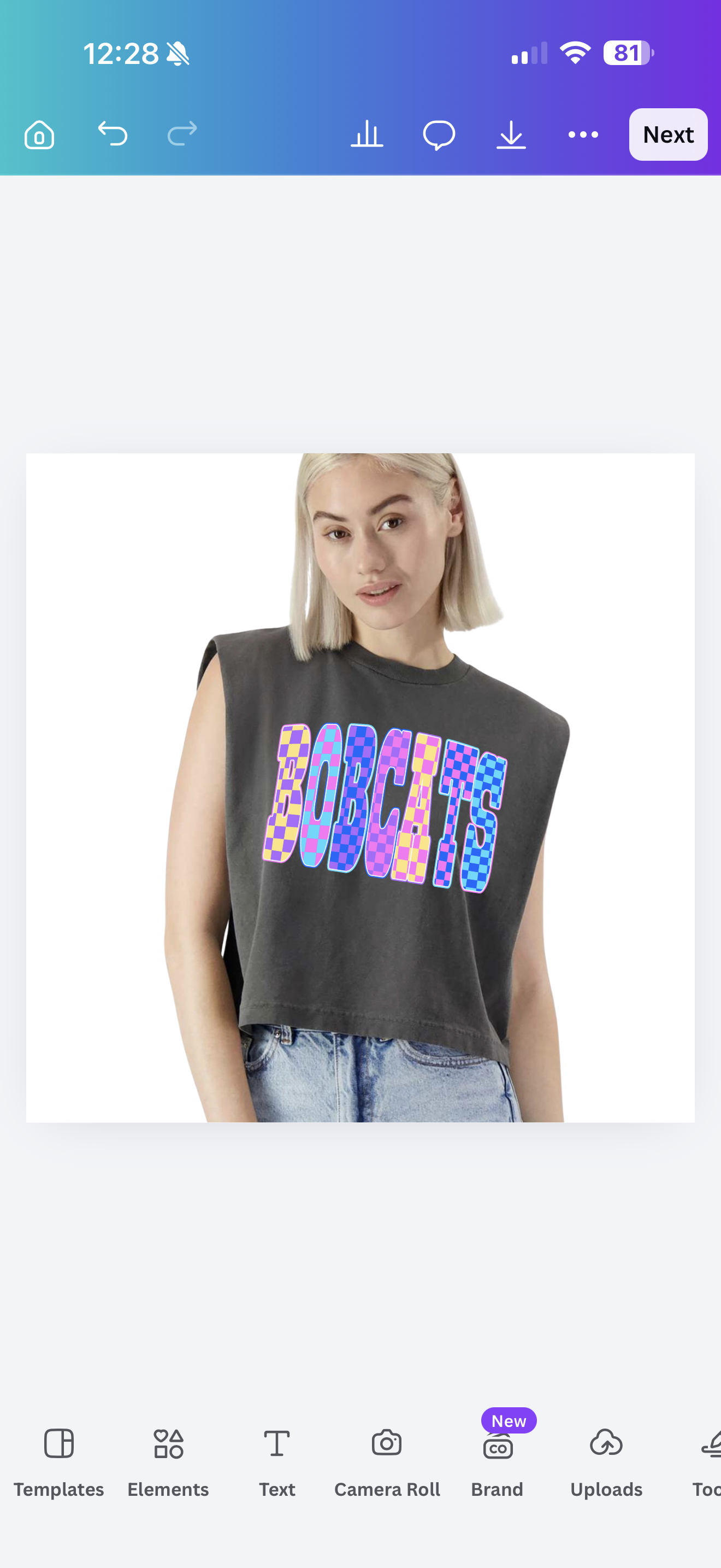 Bobcat Colorful Check Cap Sleeve Crop