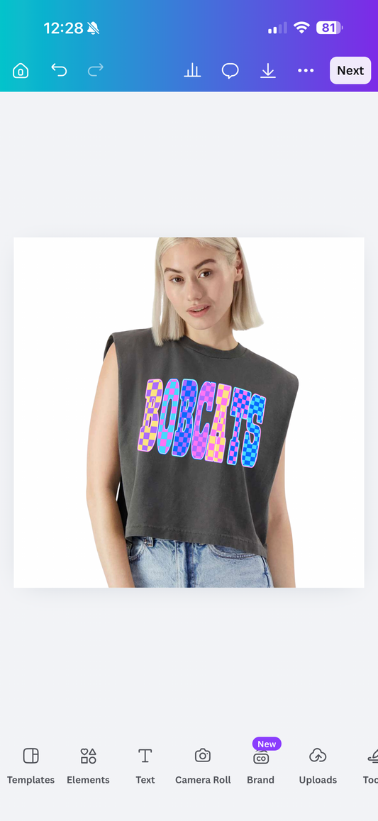 Bobcat Colorful Check Cap Sleeve Crop