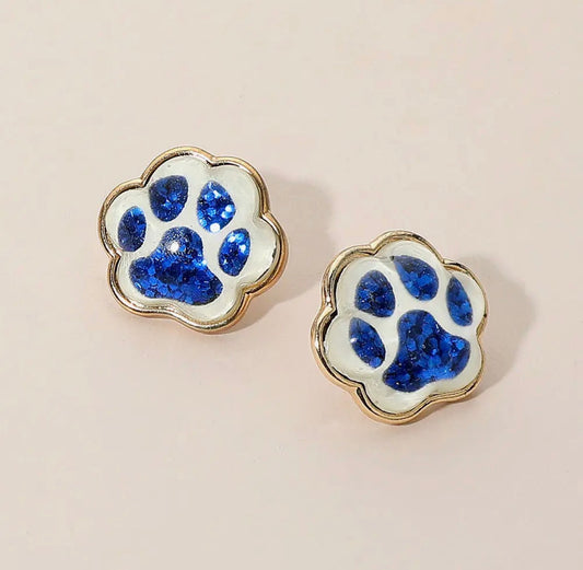 Glitter Paw Print Stud Earrings