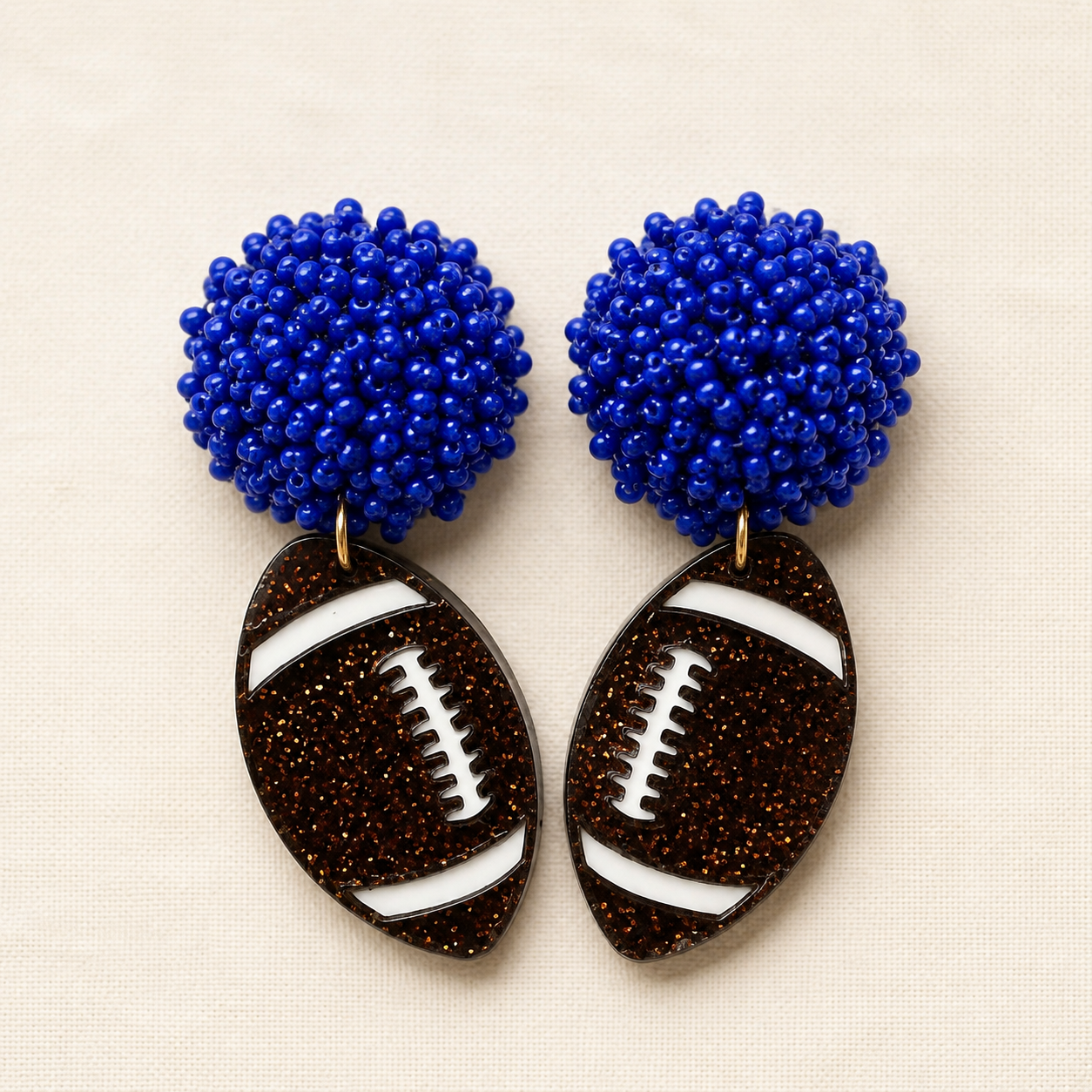 Beaded Football Earrings