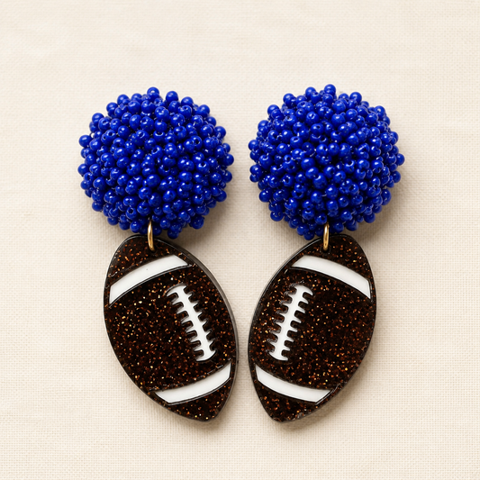 Beaded Football Earrings