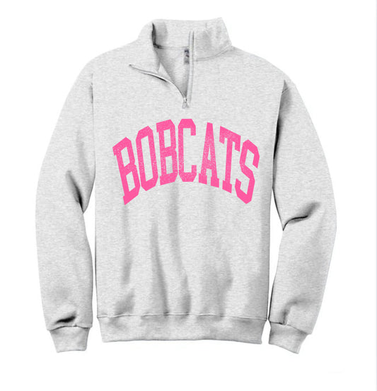 1/4 Zip PINK OUT Bobcats Sweatshirt