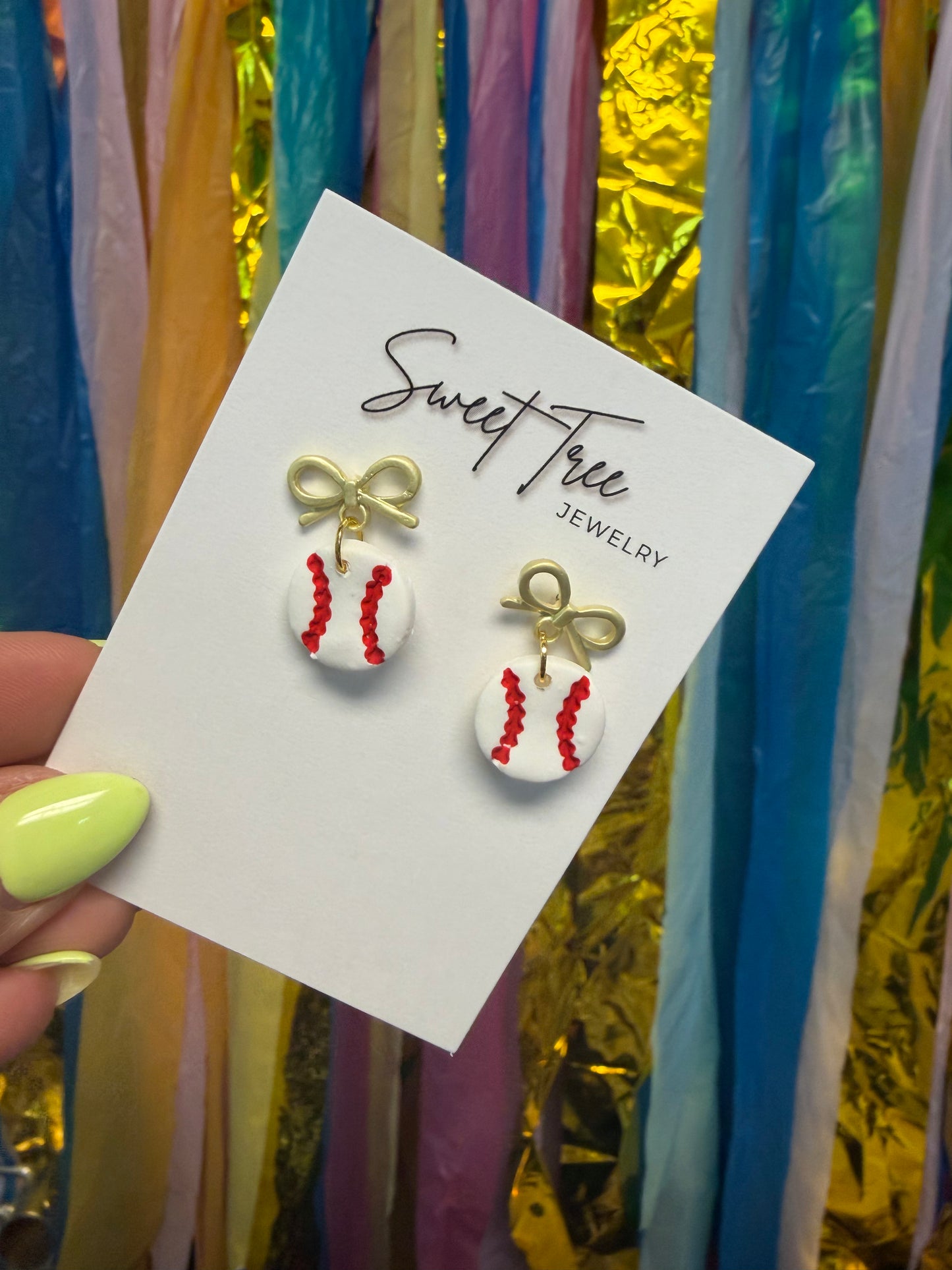 Baseball Bow Earrings