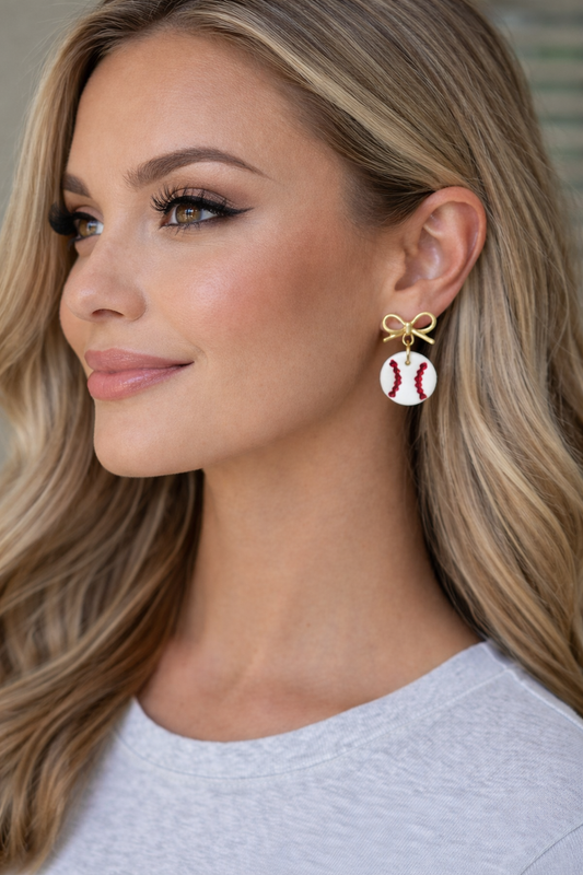 Baseball Bow Earrings
