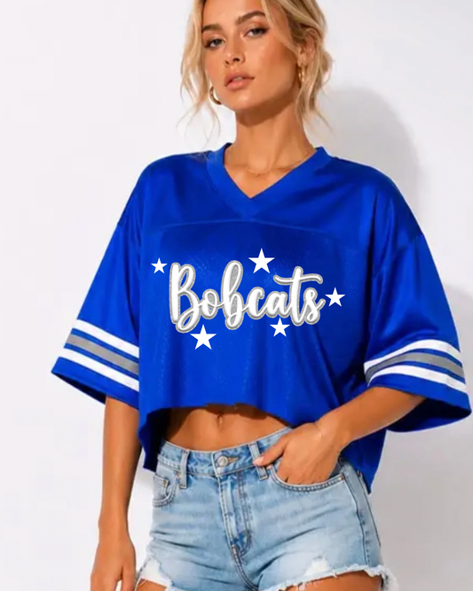 Oversized Mesh Boxy Crop Bobcat Jersey