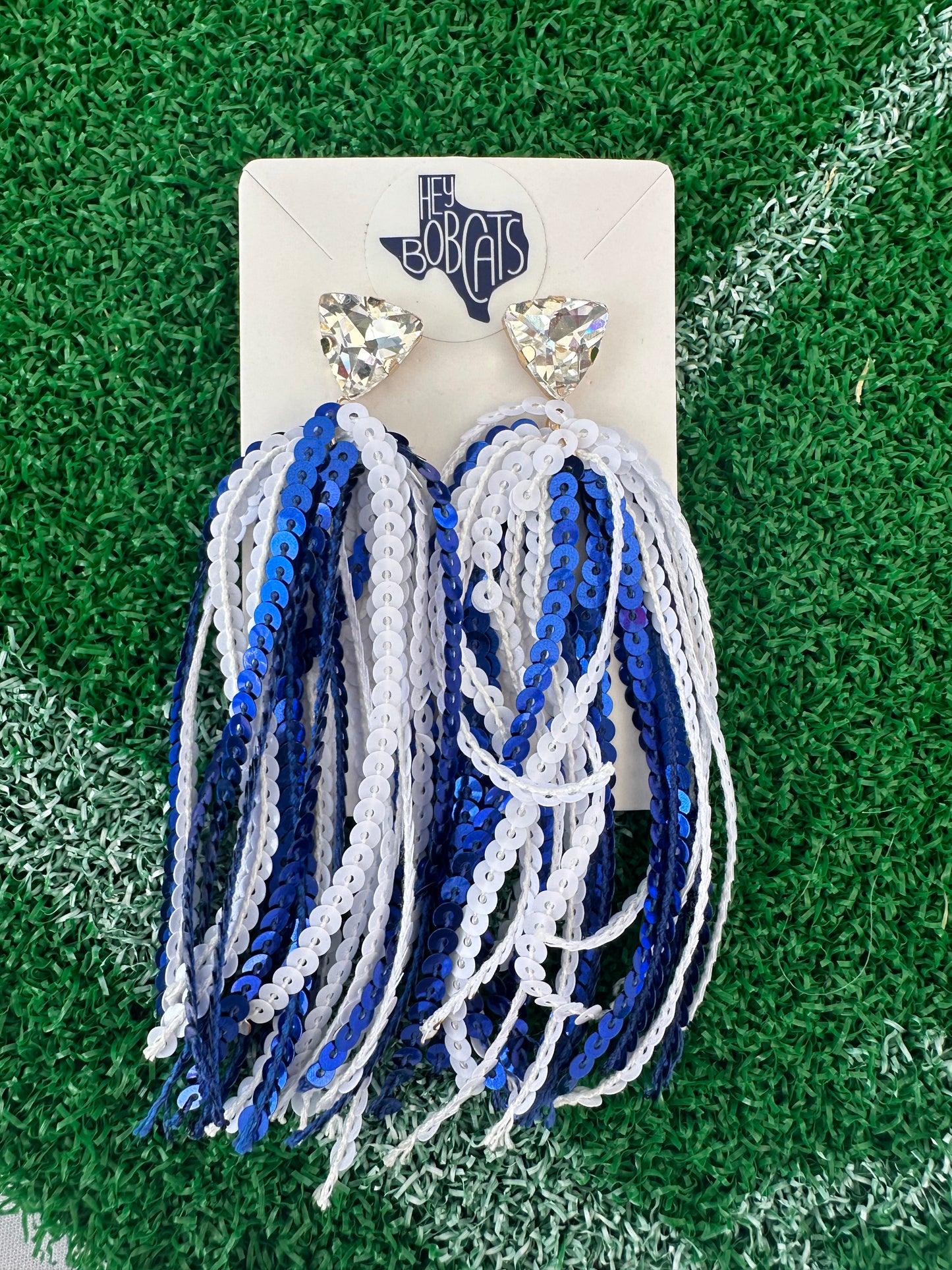 Sequin Drop Game day Tassel Earrings