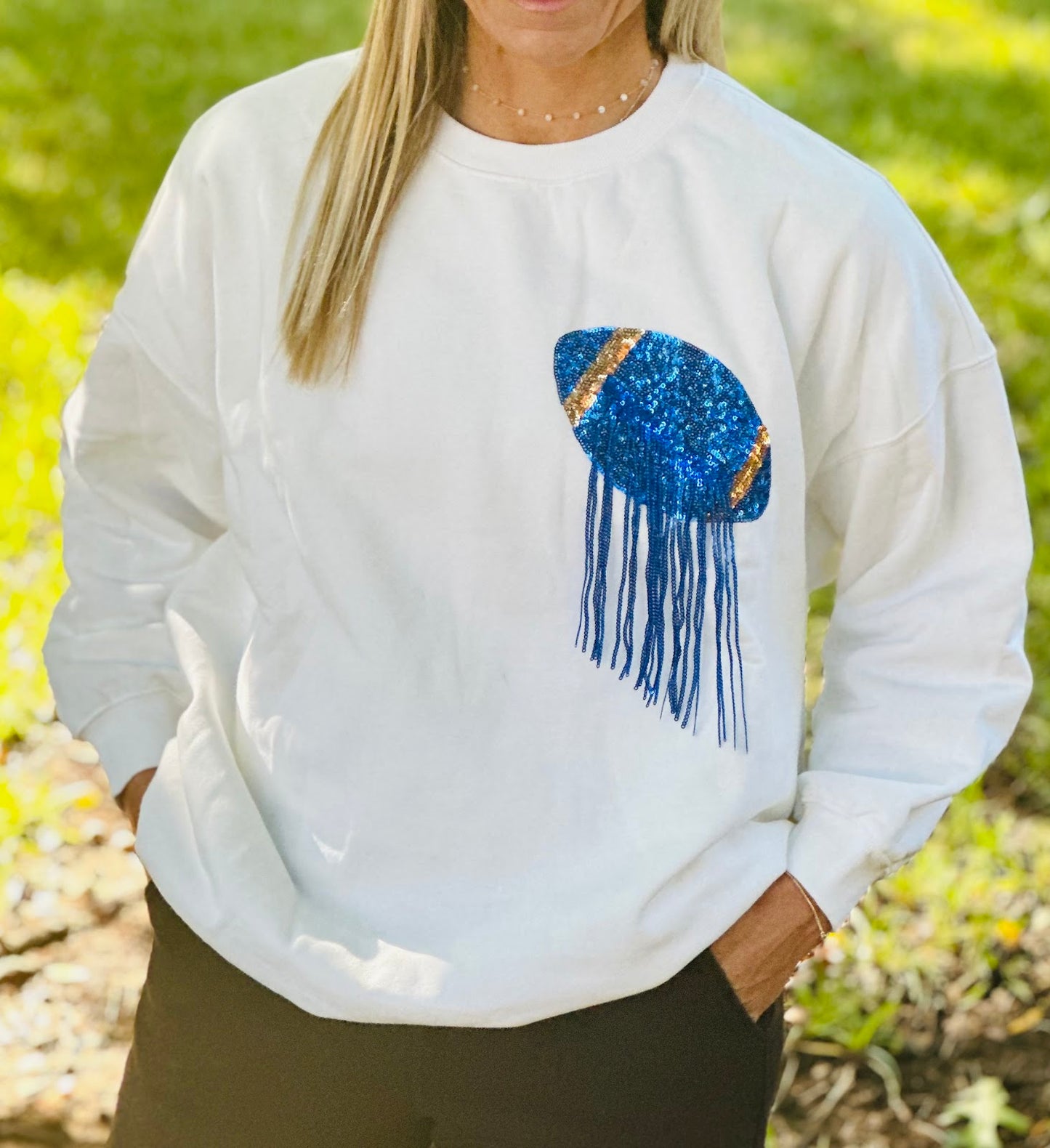 Sequin Fringed Game Day Sweatshirt