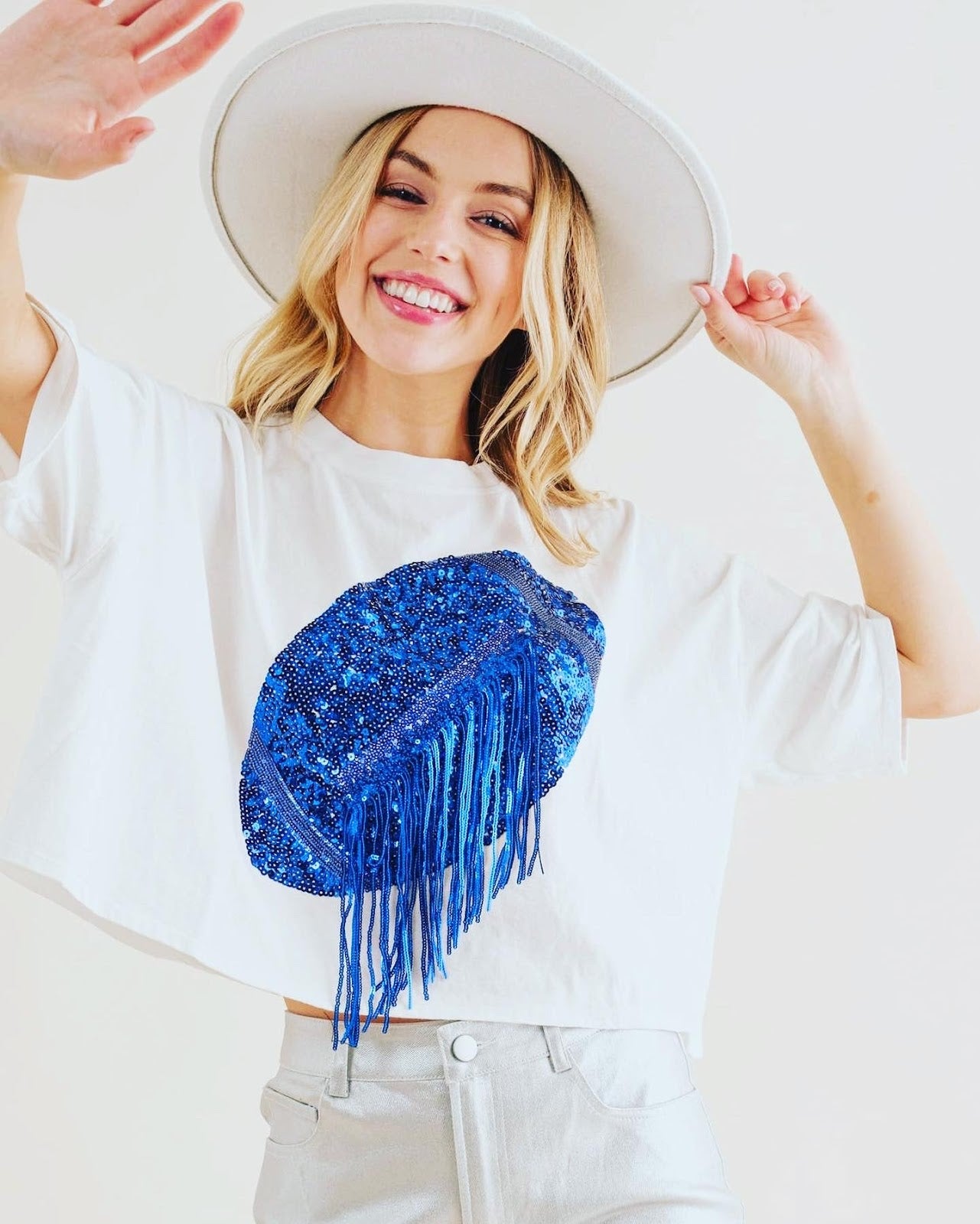 Sequin Fringed Football Crop