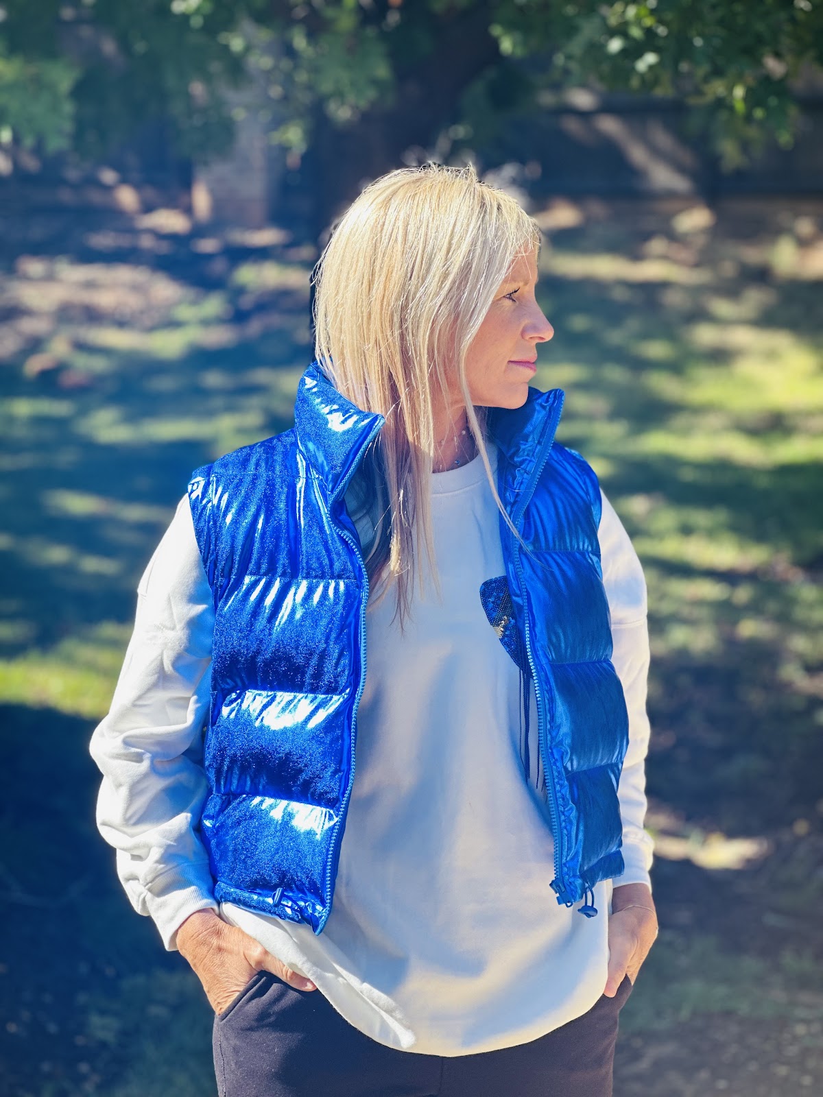 Metallic Blue Puffer Vest